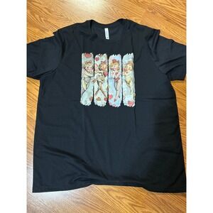 Bella+Canvas Black Graphic T-Shirt Angels‎ Hearts Valentine's Day 2XL, New